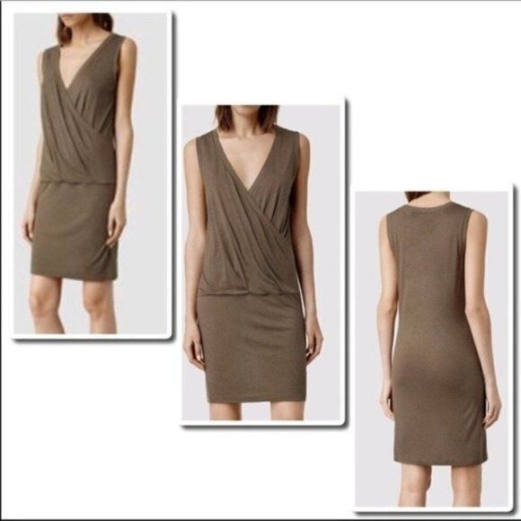 ALL Saints Keri’s Dress In Chocolate - Picture 1 of 3